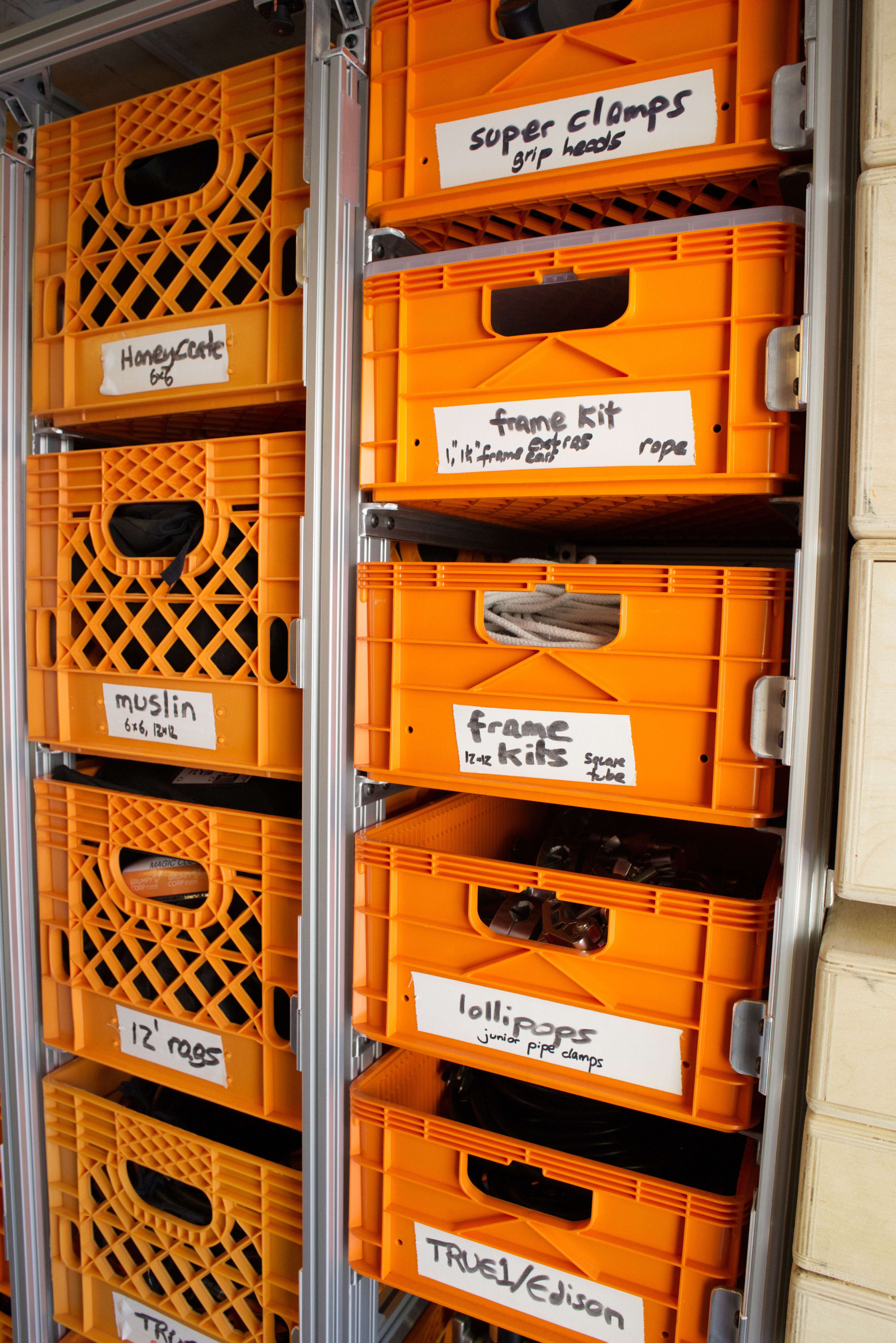 Library of full-height crates (partial)